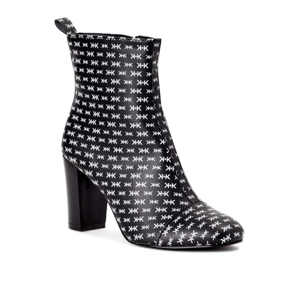Kendall & Kylie Black and White Patterned Heeled Boots